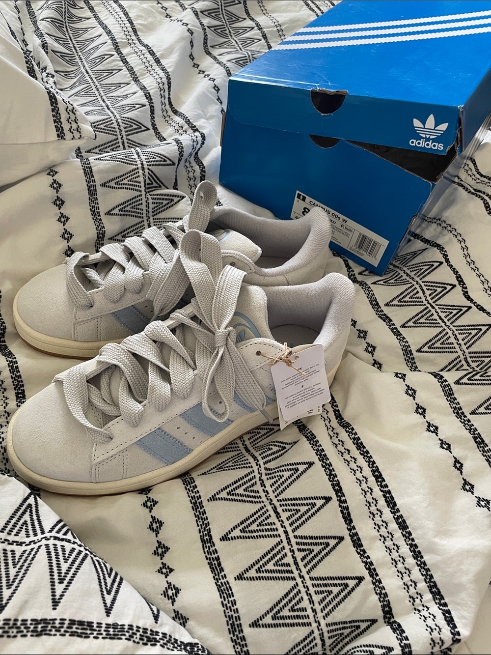 adidas Light Gray Suede Sneakers with Pale Blue Stripes